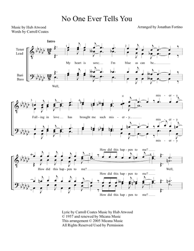 No One Ever Tells You (arr. Jonathan Fortino)