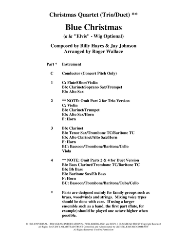 Blue Christmas (arr. Roger Wallace)