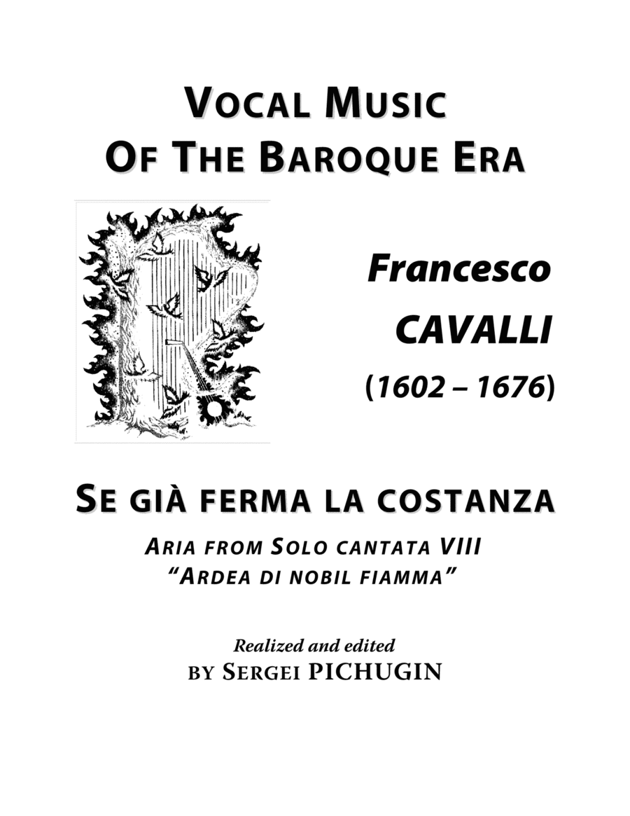 CAVALLI Francesco: Se già ferma la costanza, aria from the cantata, arranged for Voice and Piano (A (arr. Sergei PICHUGIN)