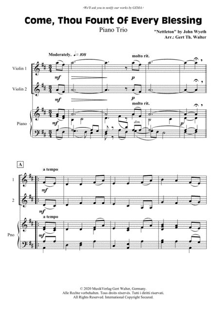 Come, Thou Fount Of Every Blessing (arr. Gert Th. Walter)