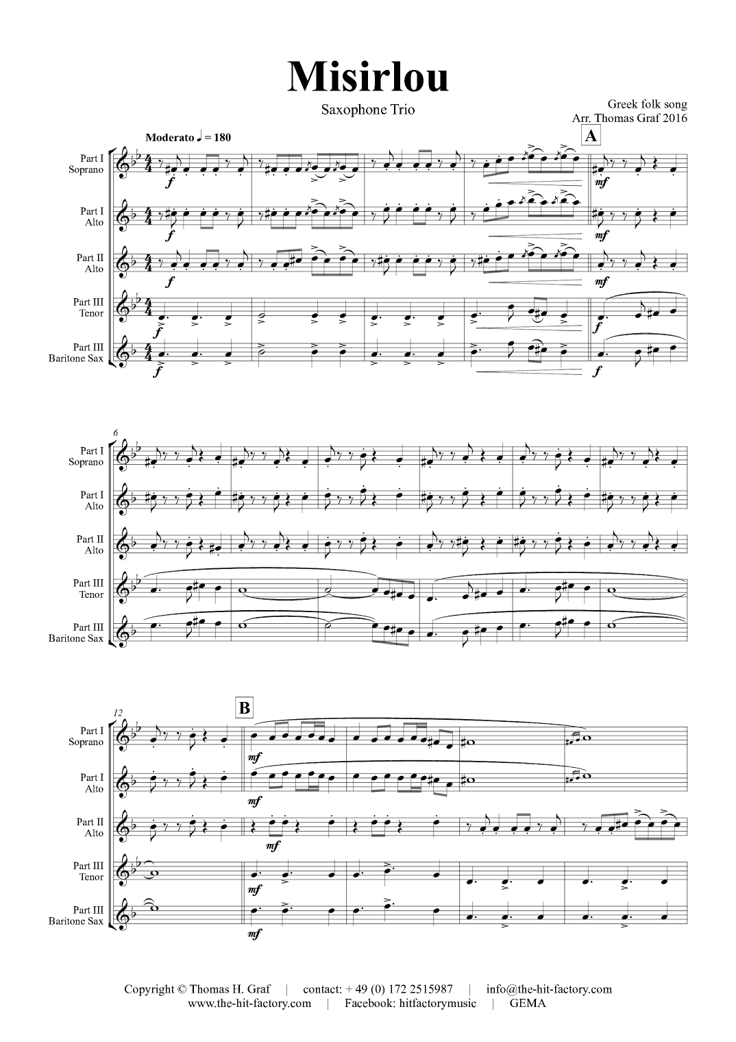 Misirlou - Pulp Fiction - Saxophone Trio - Fm (arr. Thomas Graf)