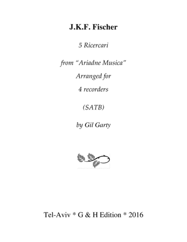 5 Ricercari from "Ariadne musica" (arrangement for 4 recorders) (arr. Gil Garty)