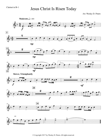 Jesus Christ Is Risen Today (Clarinet Sextet) (arr. Wesley D. Peters)