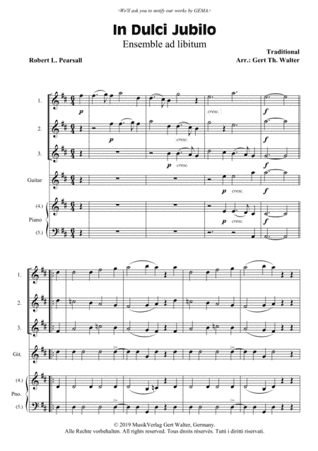 In Dulci Jubilo (arr. Gert Th. Walter)