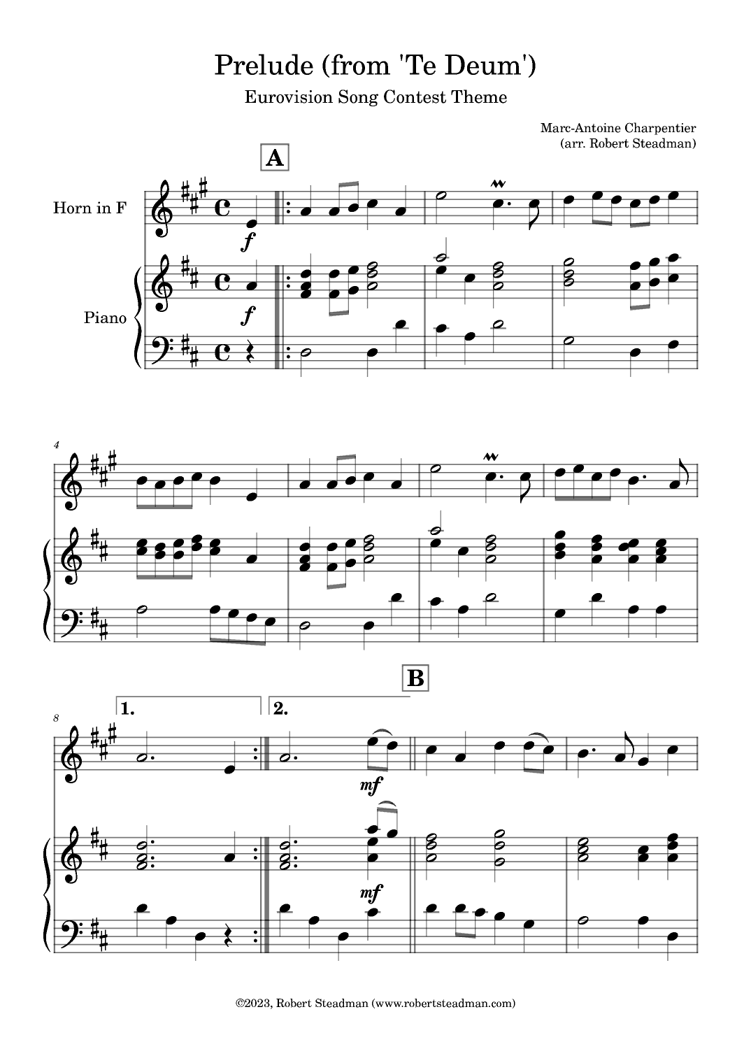 Prelude (from 'Te Deum') - EUROVISION SONG CONTEST THEME (arr. Robert Steadman)