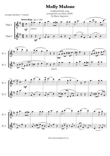 Molly Malone for flute duet (arr. Dario Argentesi)
