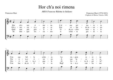 Hor ch'a noi rimena (arr. Early Music Scores)