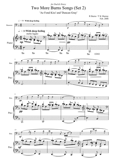 Burns Songs - Set 2 - Bassoon & Piano - TK Murray