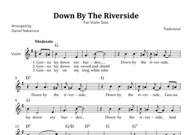 Down By The Riverside (For Violin Solo with Lyrics) (arr. Daniel Nakamura)