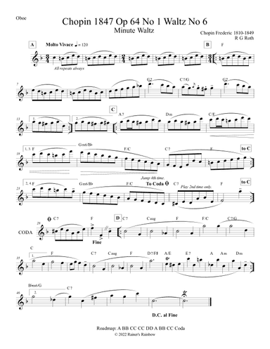 Chopin Minute Waltz Oboe (arr. R G Roth)
