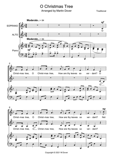 O Christmas Tree (O Tannenbaum) - Two part Choir - SA - Upper Voices (arr. Martin Dover)