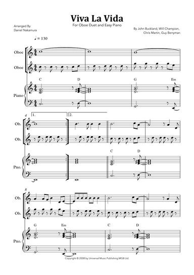 Viva La Vida (arr. Daniel Nakamura)