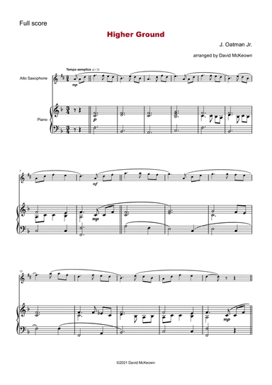 Higher Ground, Gospel Hymn for Alto Saxophone and Piano (arr. David McKeown)