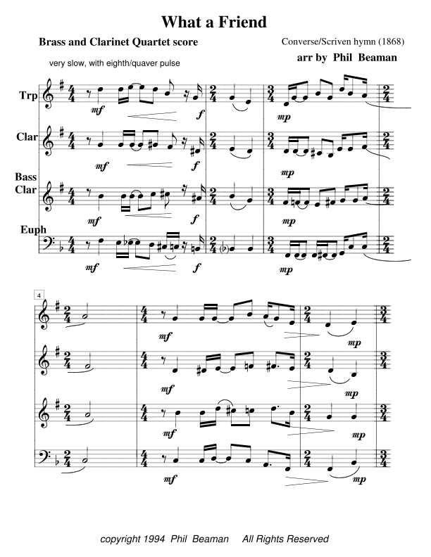 What a Friend-brass and clarinet quartet 2 (arr. Phil Beaman)