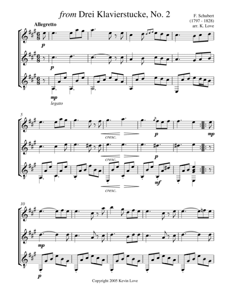 from Drei Klavierstucke, No. 2 (Flute, Violin and Guitar) - Score and Parts (arr. Kevin Love)