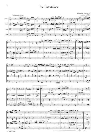 Scott Joplin  The Entertainer, for string quartet, ML022 (arr. FCMUSIC)