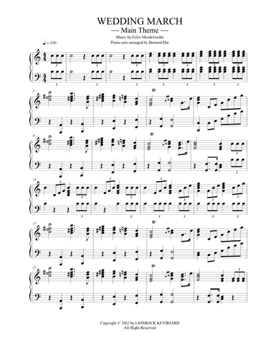 Wedding March (Solo Piano New Arrangement) (arr. Bernard Hui)