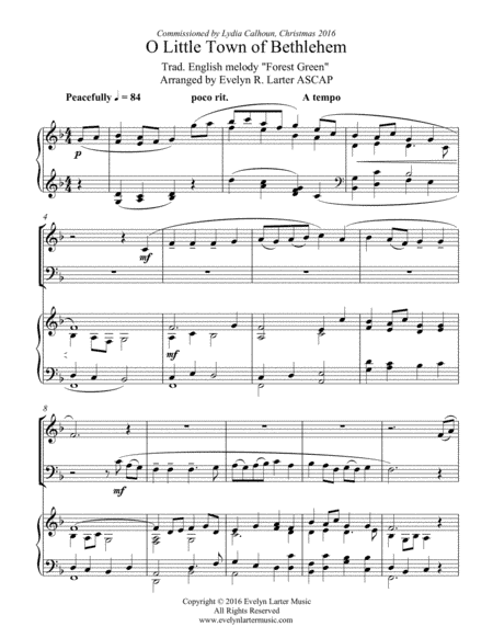 O Little Town Of Bethlehem (arr. Evelyn Larter Music)