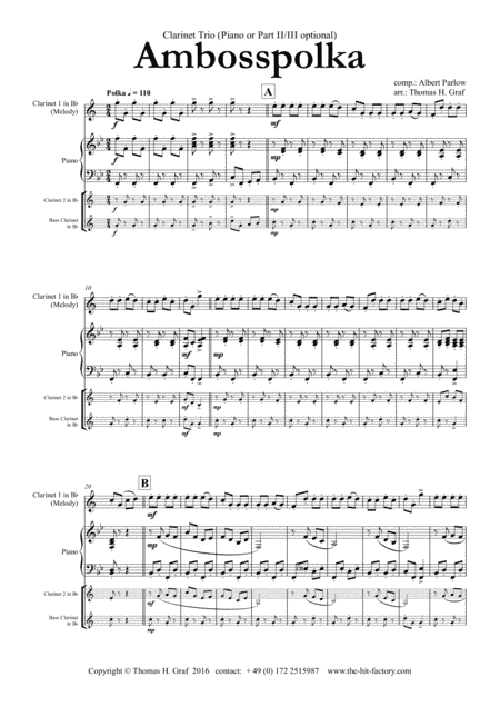 Amboss-Polka - German Polka - Oktoberfest - Clarinet Piano (arr. Thomas H. Graf)