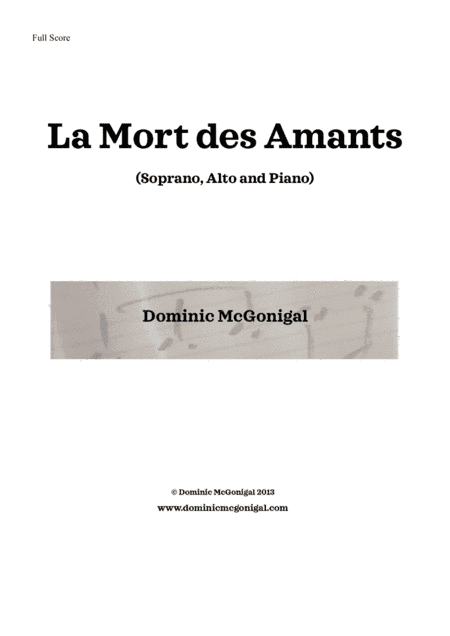 La Mort des Amants (Soprano, Alto, Piano)