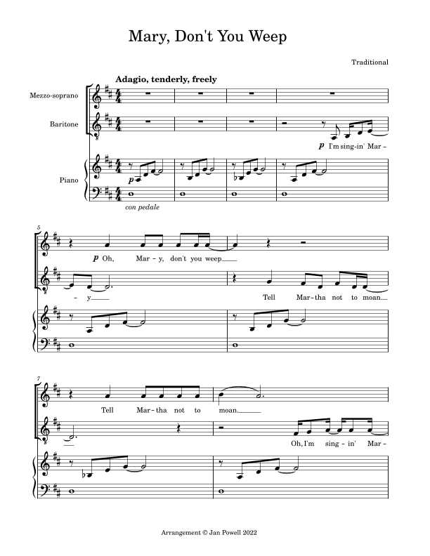Mary, Don't You Weep (arr. Jan Powell)