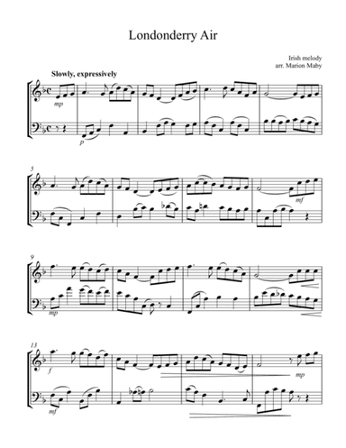 Londonderry Air, for violin & cello duet (arr. Marion Maby)