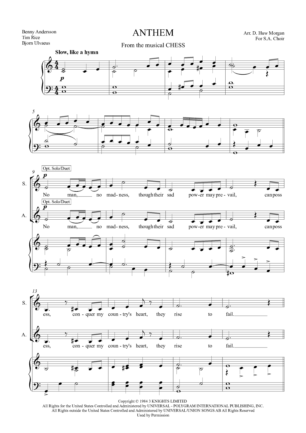 Anthem (arr. D. Huw Morgan)