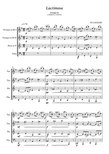 Mozart - Lacrimosa for Brass Quartet (arr. Cássio Silva Chaves)