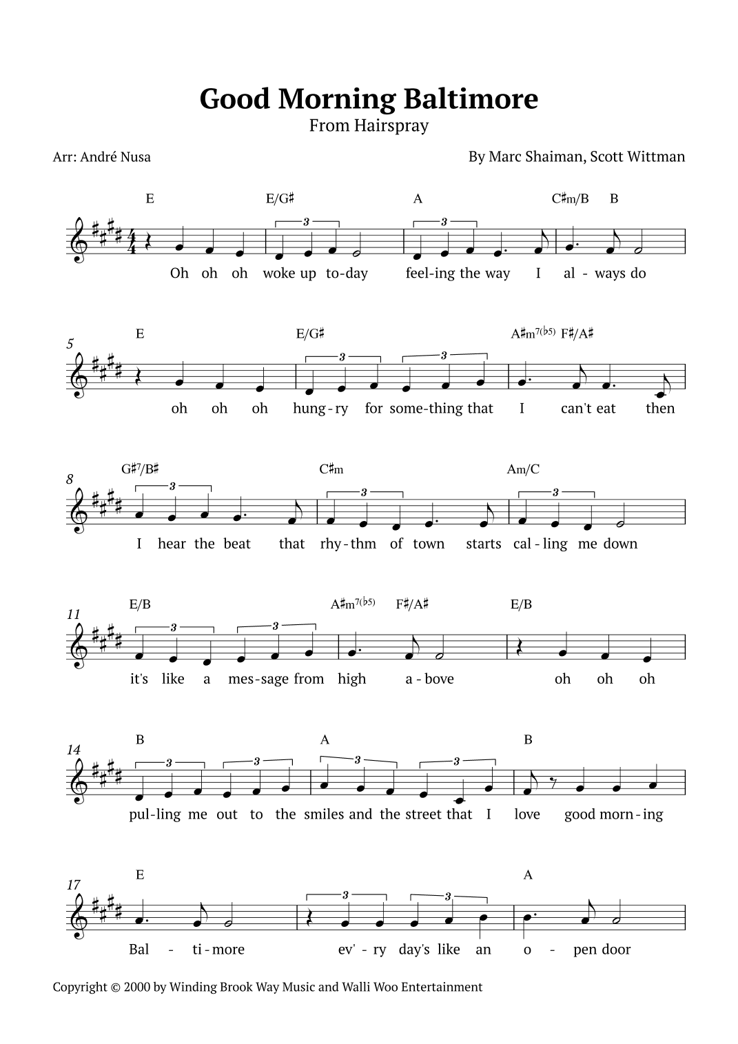 Good Morning Baltimore (arr. André Nusa)