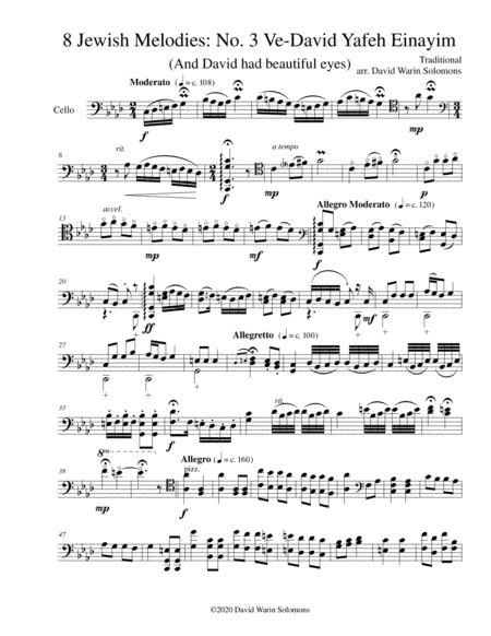 Ve-David yafeh einayim (And David had beautiful eyes) for cello solo (arr. David Warin Solomons)