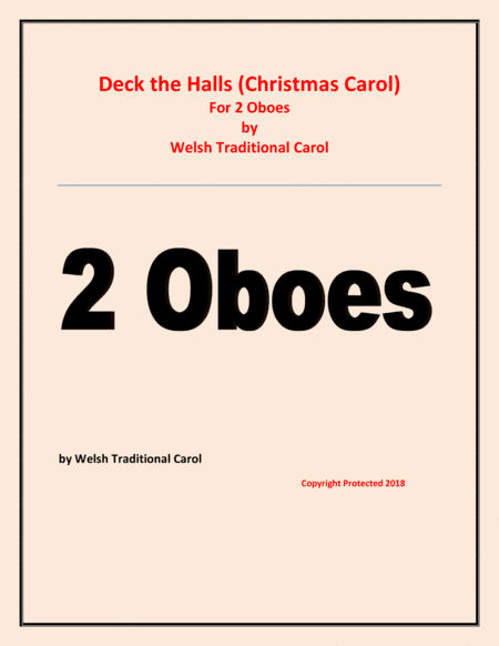 Deck the Halls - Welsh Traditional - Chamber music - Woodwind - 2 Oboes - Easy level (arr. Raymond Fenech)