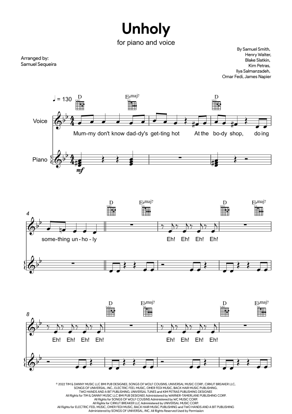 Unholy (arr. Samuel Sequeira)
