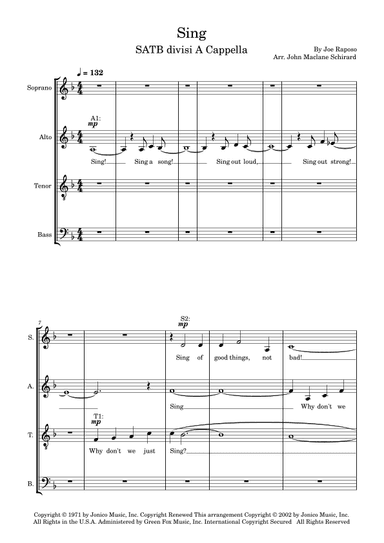 Sing (arr. John Maclane Schirard)