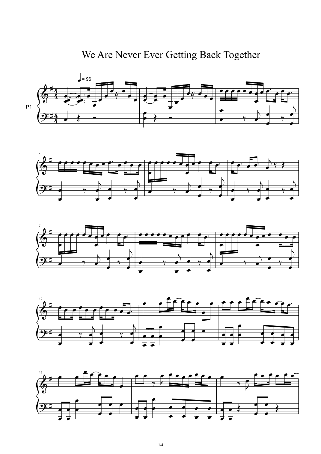 We Are Never Ever Getting Back Together (arr. Taylor Swift)
