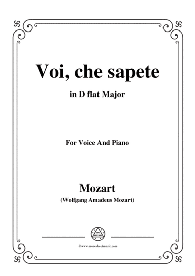 Mozart-Voi,che sapete,in D flat Major,for Voice and Piano (arr. MSM)