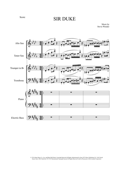 Sir Duke (arr. The Sheet Music Library)