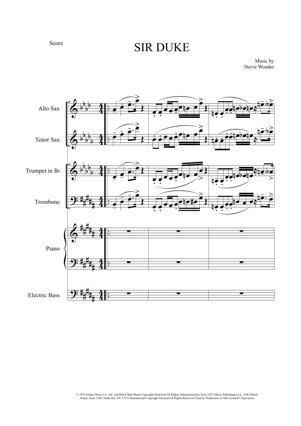 Sir Duke (arr. The Sheet Music Library)