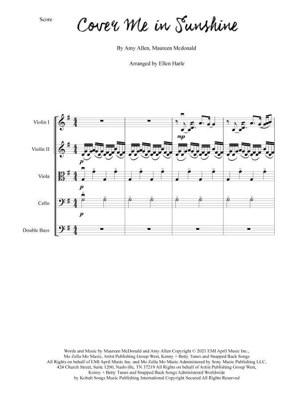 Cover Me In Sunshine (arr. Ellen Harle)