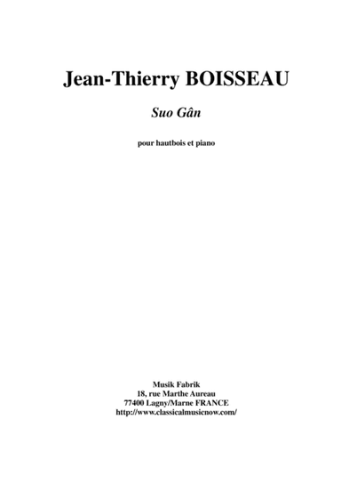 Traditional Welsh Lullaby: Suo Gân,, arranged for oboe and piano by Jean-Thierry Boisseau (arr. Jean-Thierry Boisseau)