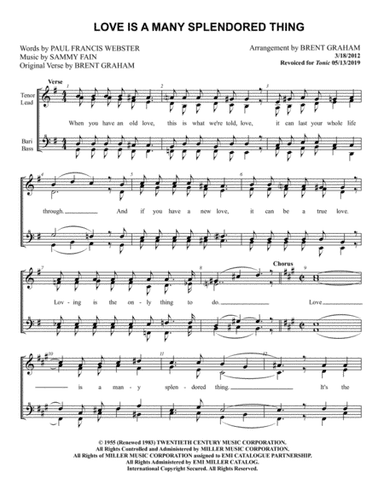 Love Is A Many-splendored Thing (arr. Brent Graham)