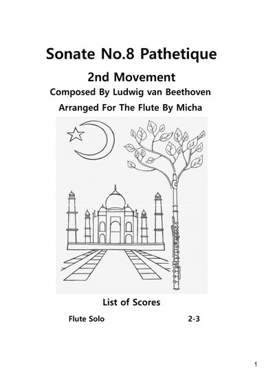 Sonate No.8 Pathetique 2nd Movement By Beethoven For Flute (arr. Micha)