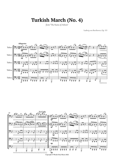 Turkish March by Beethoven for Tuba Quintet (arr. Ander)