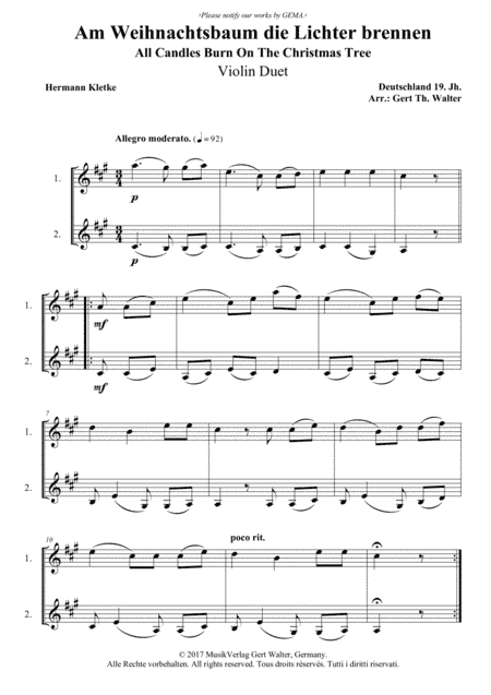 All Candles Burn On The Christmas Tree (arr. Gert Th. Walter)
