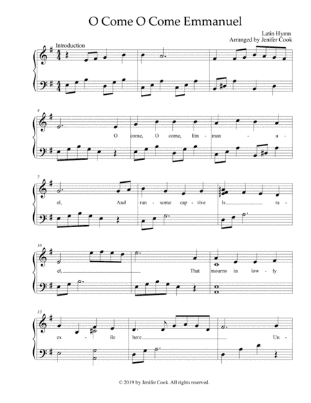 O  Come O Come Emmanuel (arr. Jenifer Cook)