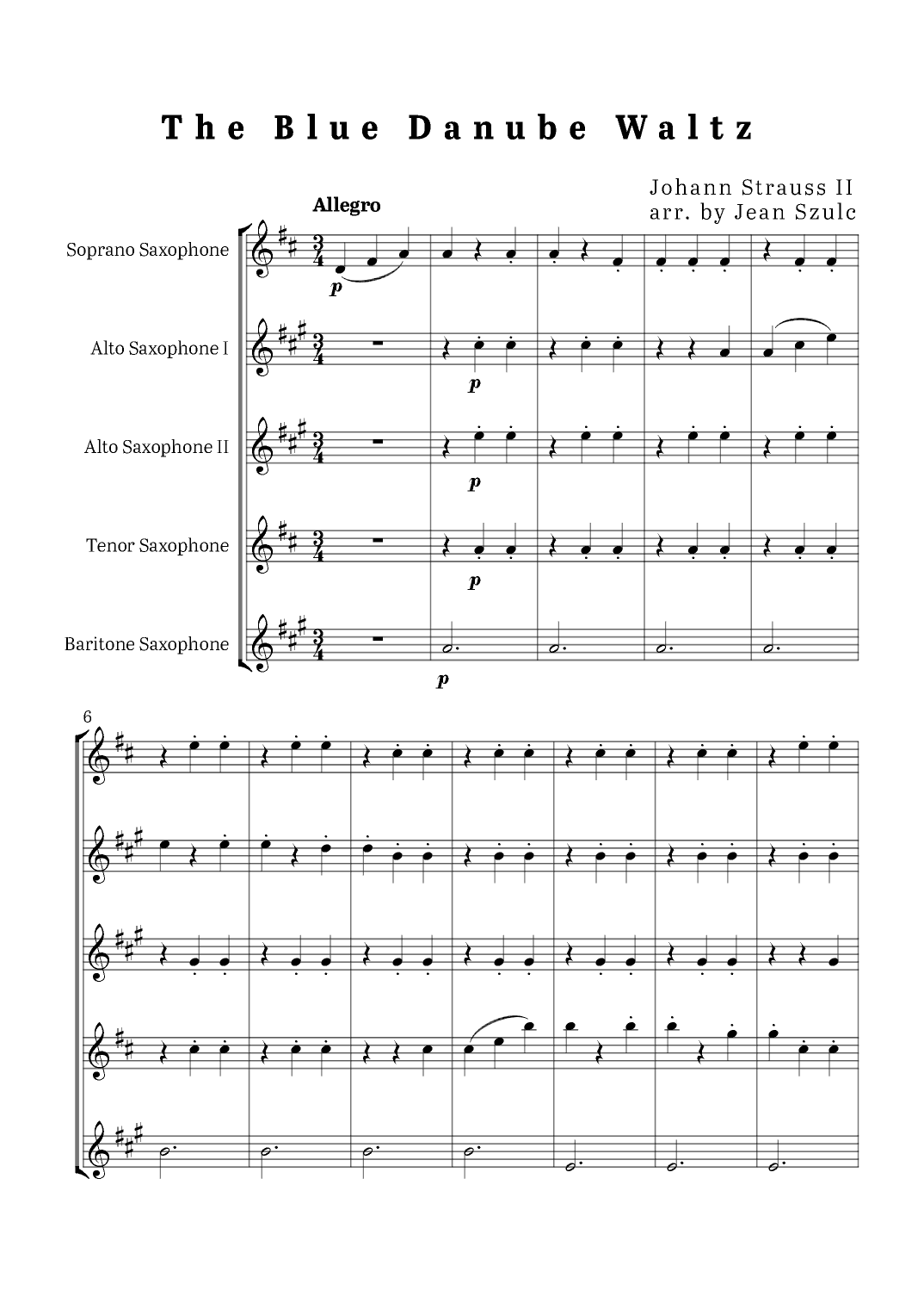 The Blue Danube Waltz - Saxophone Quintet (arr. Jean Szulc)