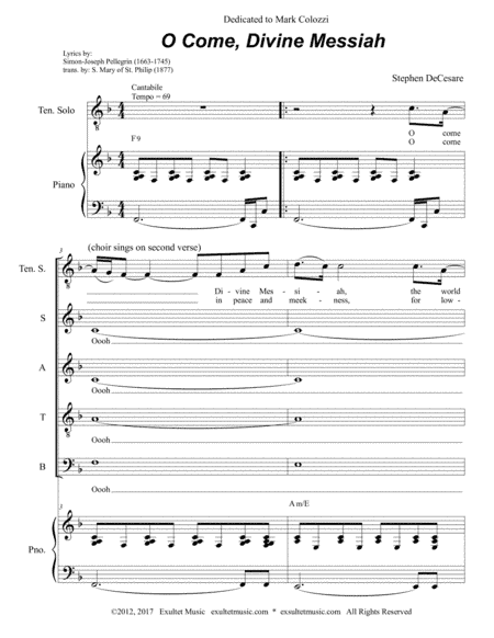 O Come, Divine Messiah (Tenor solo with SATB)