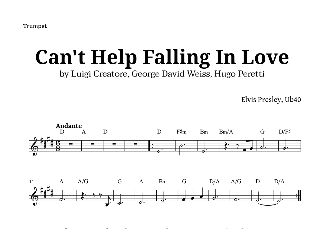 Can't Help Falling In Love (arr. Langanho)