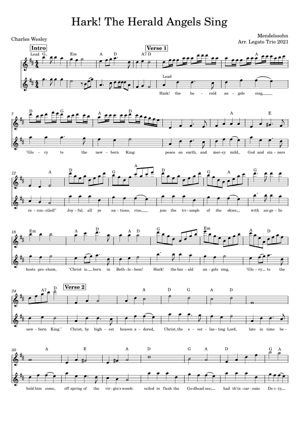 Hark! The Herald Angels Sing (arr. Legato Trio)