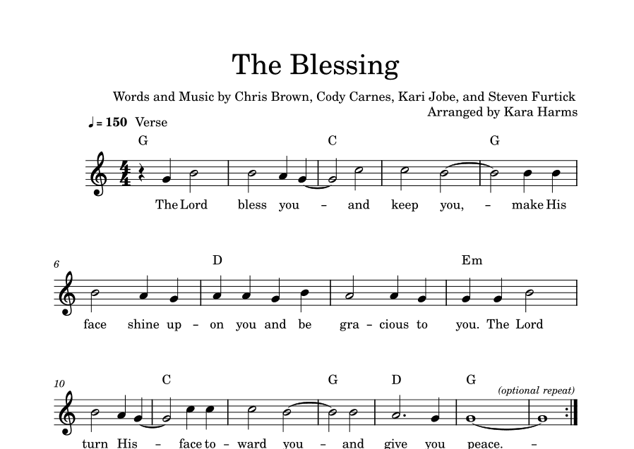 The Blessing (arr. Kara Harms)