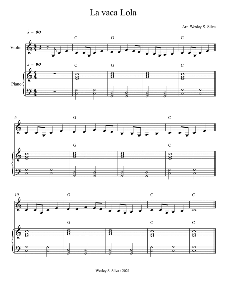 La Vaca Lola - Violin Solo (arr. Wesley S. SIlva)